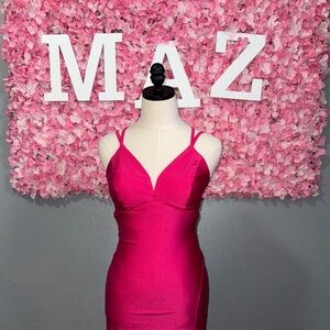 Elegant Pink Strappy Open Back Dress